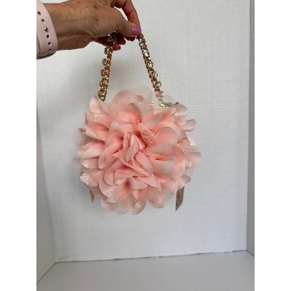JEWEL BADGLEY MISCHKA Floral Evening Clutch Purse Blush Pink Gold Chain NWT - Picture 13 of 14